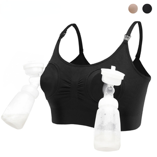 Maternity Nursing Bra With Breast Pump Access Pocket & Adjustable Strap (In Black Or Tan)